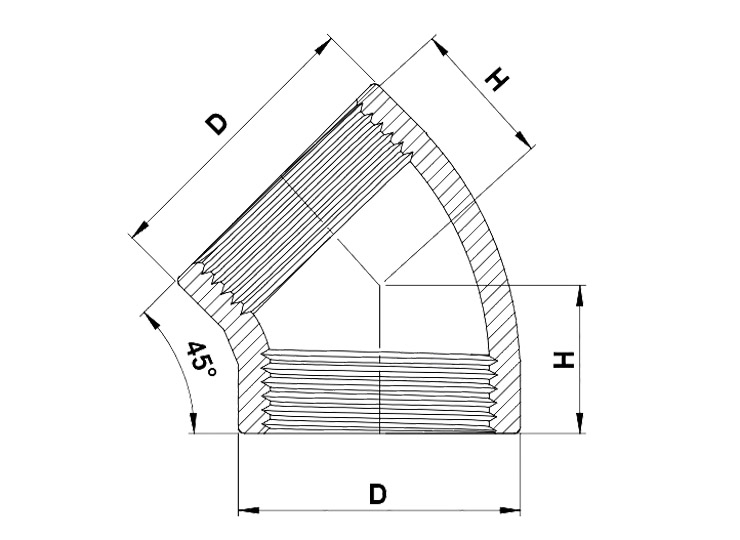 Gomito Microfuso 45° FF – F120
